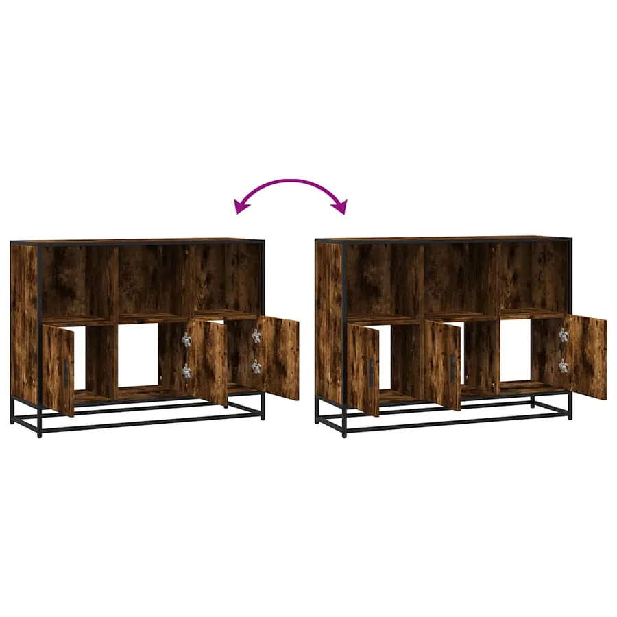Buffet chêne fumé 100x35x76 cm bois d'ingénierie - 8
