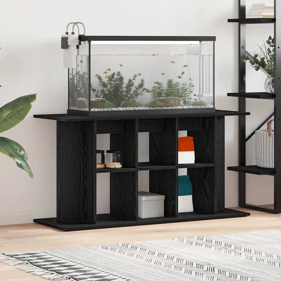 Support d'aquarium en chêne noir 120 x 40 x 60 cm Bois d'ingénierie