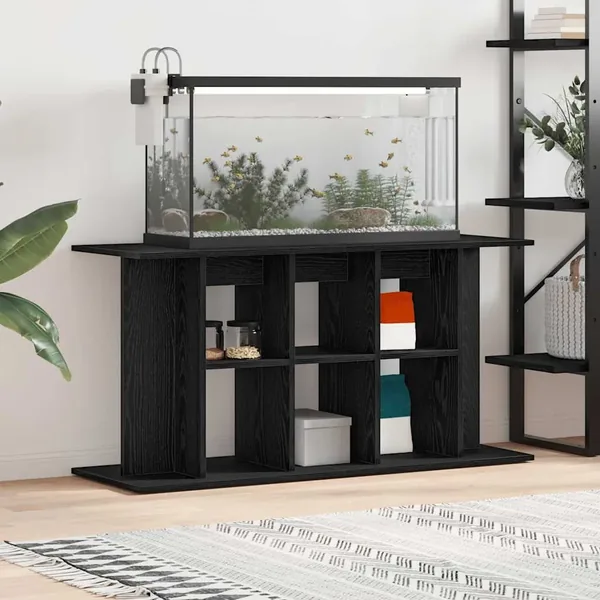 Support d'aquarium en chêne noir 120 x 40 x 60 cm Bois d'ingénierie