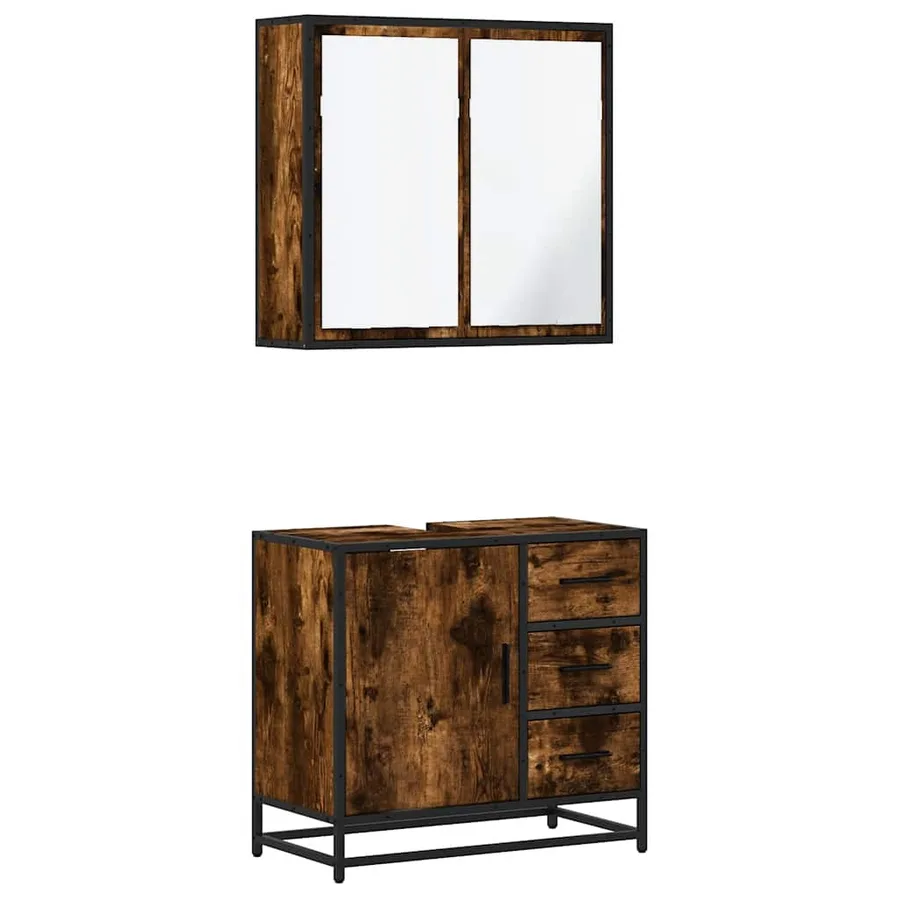 Ensemble de meubles de salle de bain 2 pcs Chêne fumé - 2
