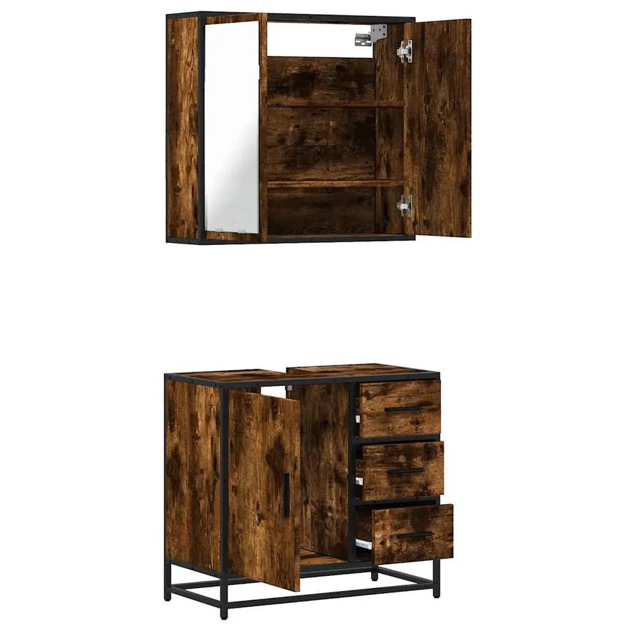 Ensemble de meubles de salle de bain 2 pcs Chêne fumé - 8