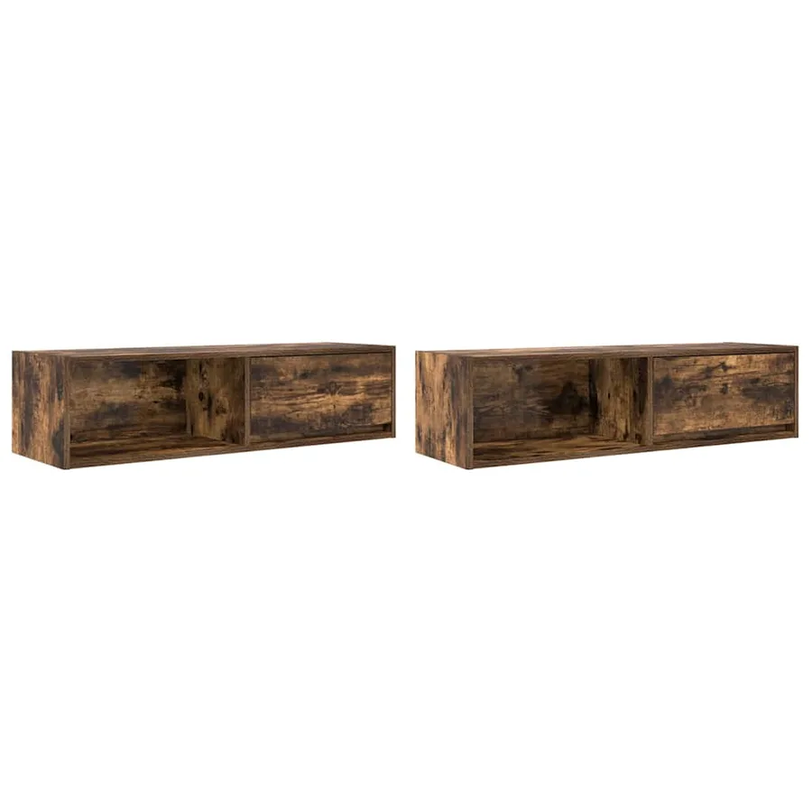 Meubles TV 2 pcs chêne fumé 100x31x25,5 cm bois d'ingénierie - 2