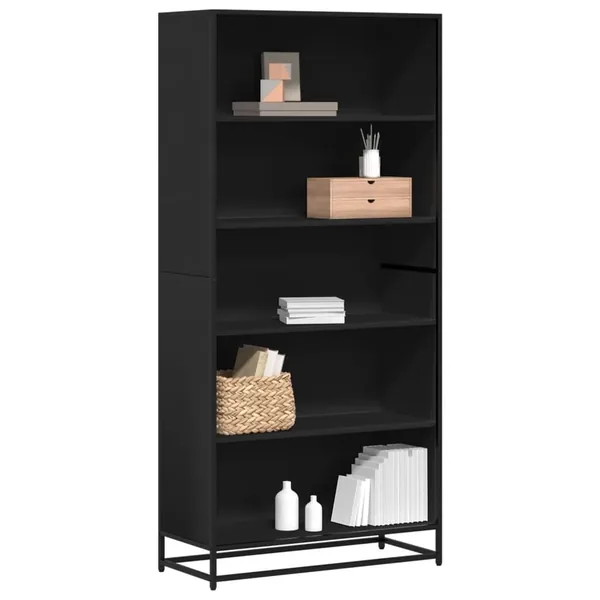 Bibliothèque noir 80,5x35x170,5 cm bois d'ingénierie