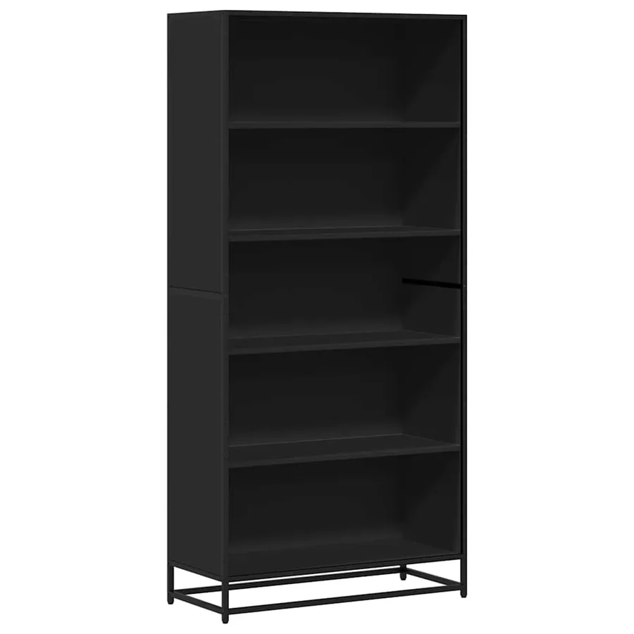 Bibliothèque noir 80,5x35x170,5 cm bois d'ingénierie - 2