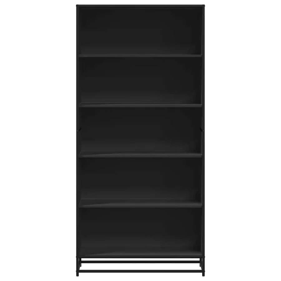 Bibliothèque noir 80,5x35x170,5 cm bois d'ingénierie - 4