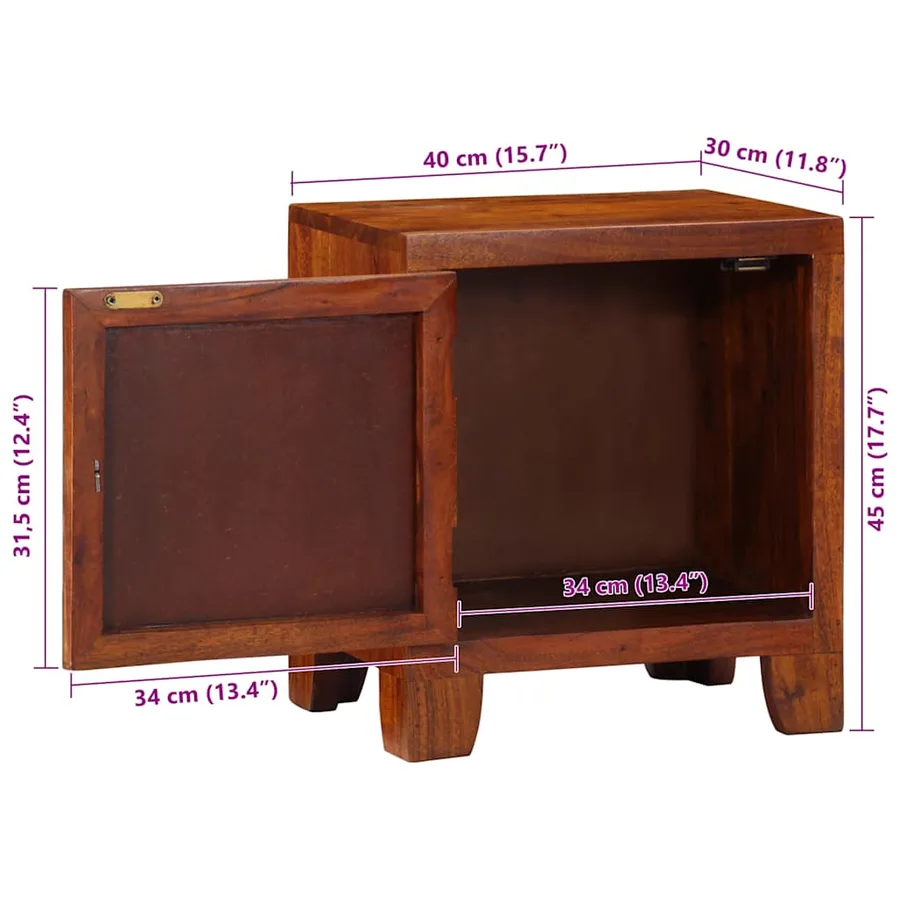 Table de chevet 2 pcs 40x30x45 cm bois d'acacia massif - 9