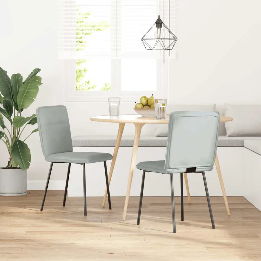 Chaises à manger lot de 2 Gris clair Velours - 2