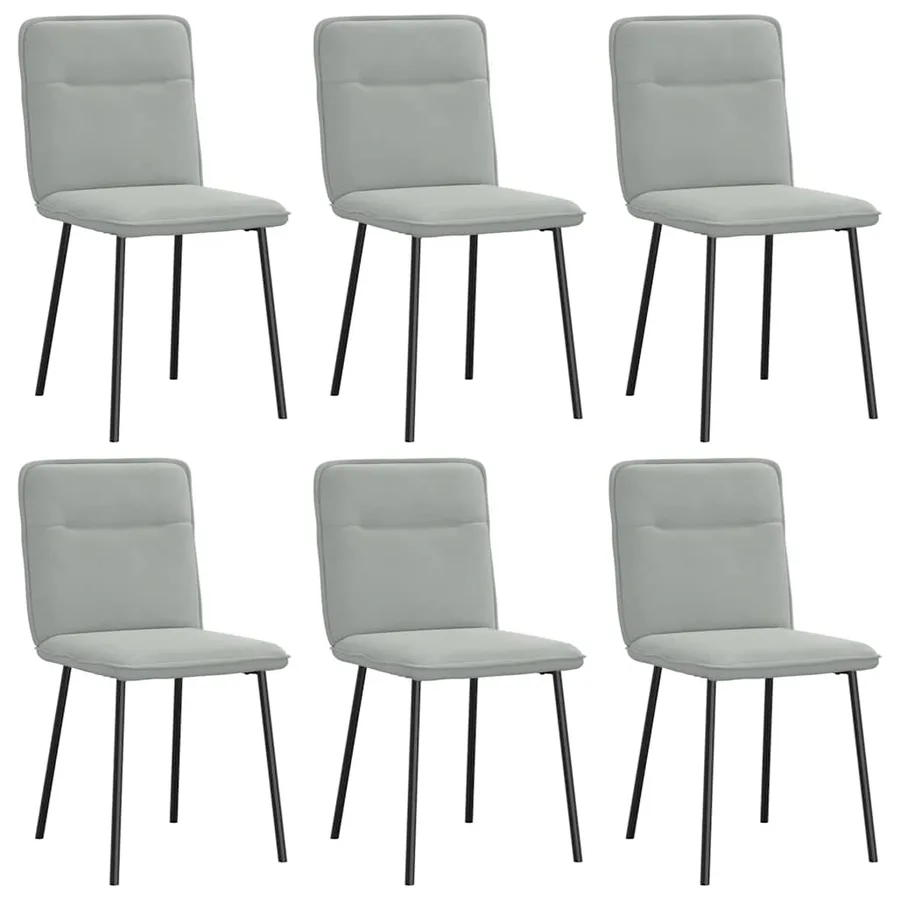 Chaises à manger lot de 6 gris clair velours - 2