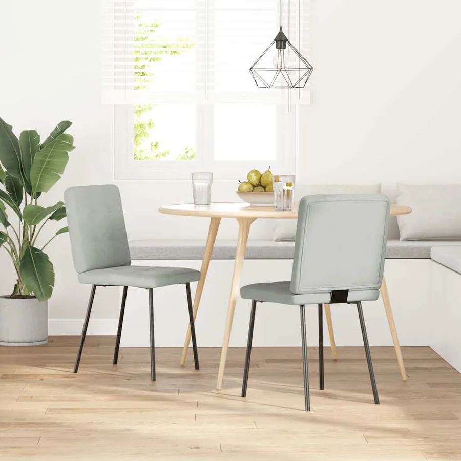 Chaises à manger lot de 2 Gris clair Velours - 2