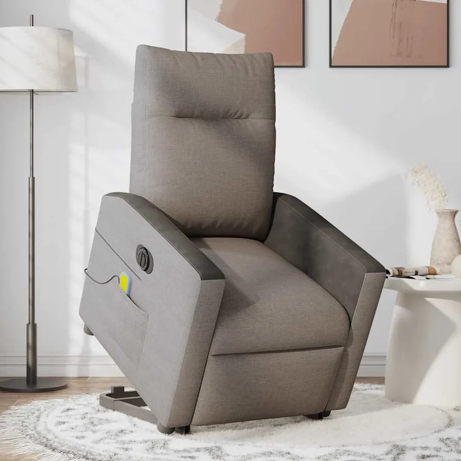 Fauteuil inclinable de massage électrique Taupe Tissu
