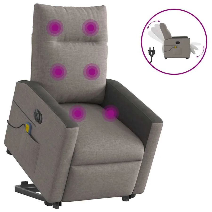Fauteuil inclinable de massage électrique Taupe Tissu - 2
