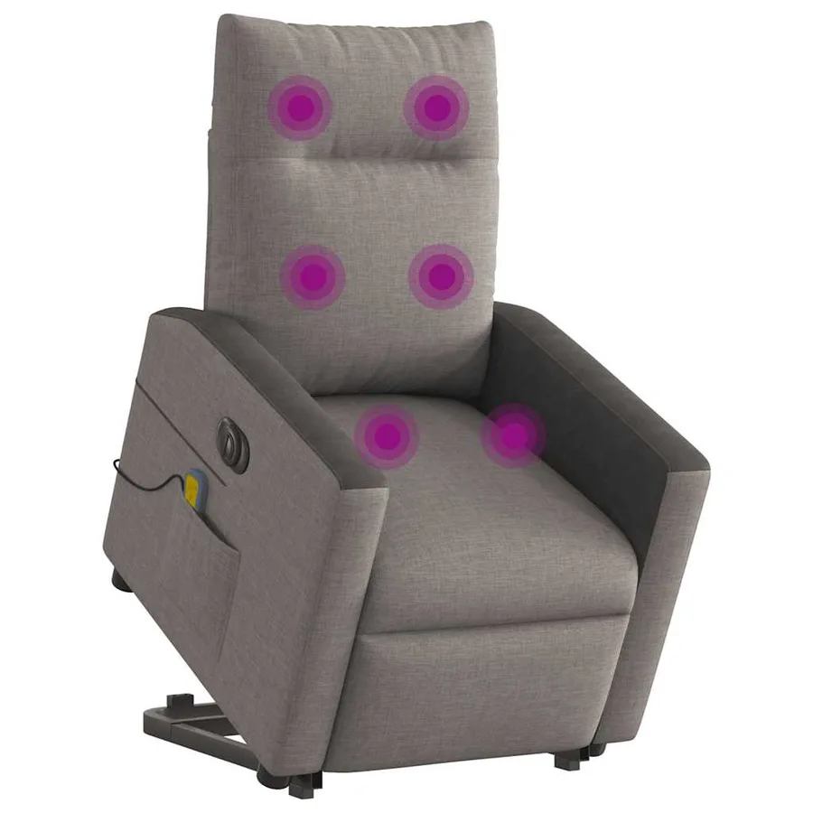 Fauteuil inclinable de massage électrique Taupe Tissu - 3