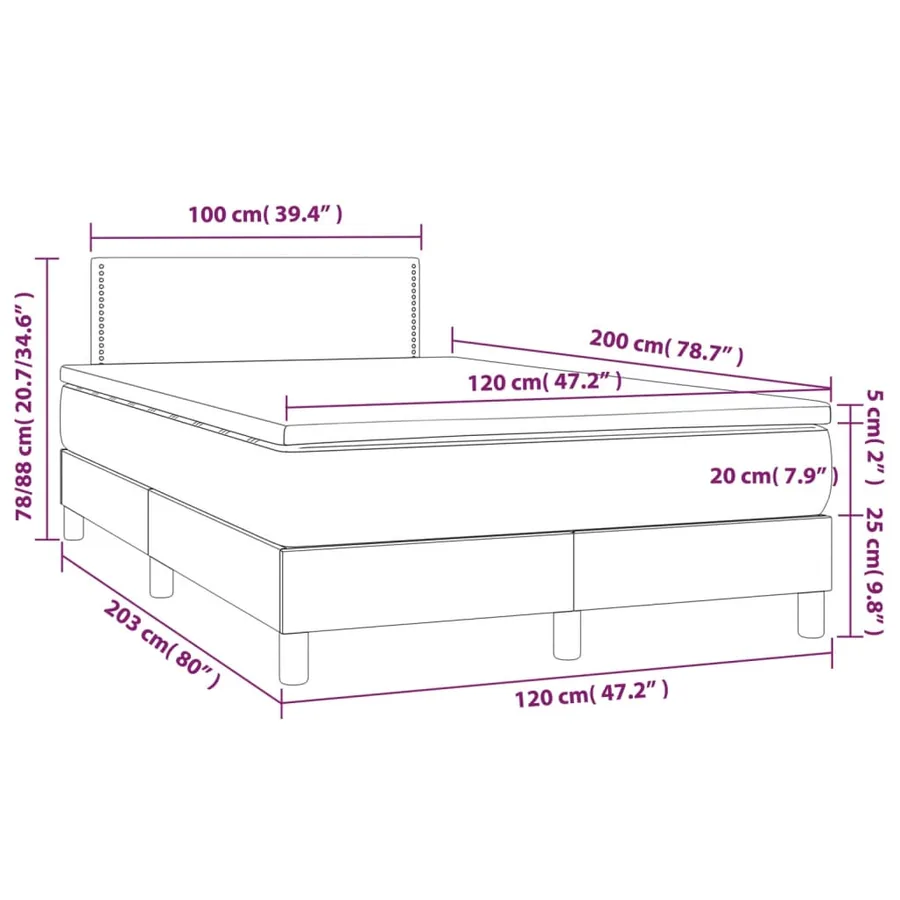 Sommier à lattes de lit avec matelas Marron foncé 120x200 cm - 7