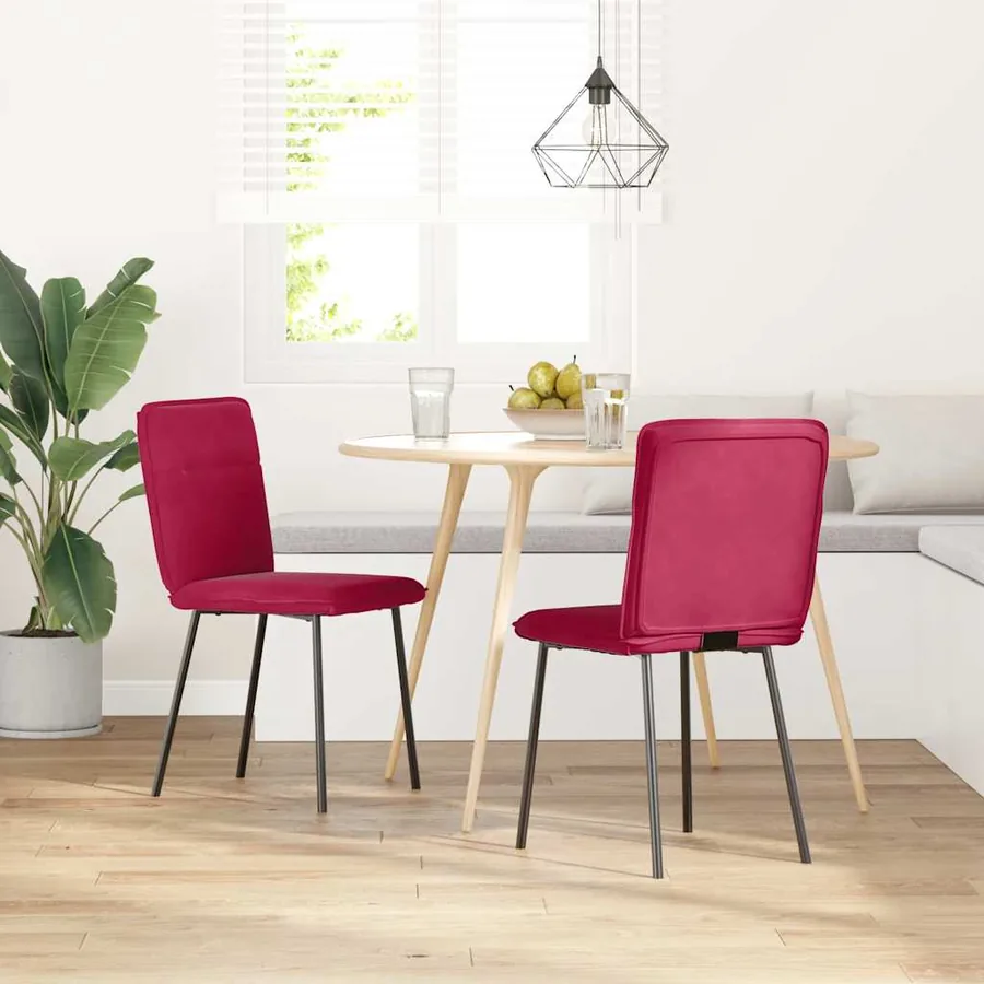 Chaises à manger lot de 2 Rouge bordeaux Velours