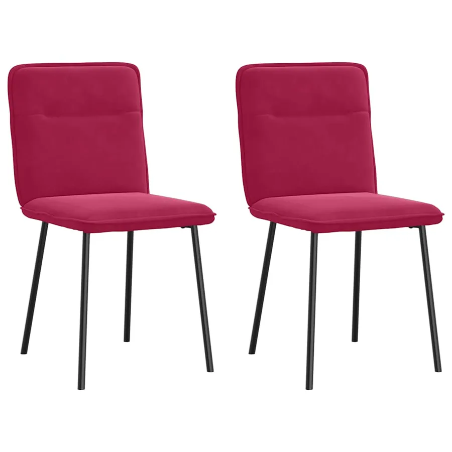Chaises à manger lot de 2 Rouge bordeaux Velours - 2