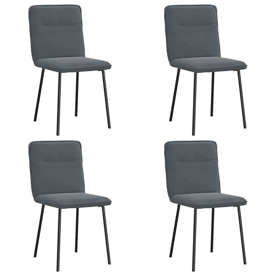 Chaises à manger lot de 4 Gris foncé Velours - 2