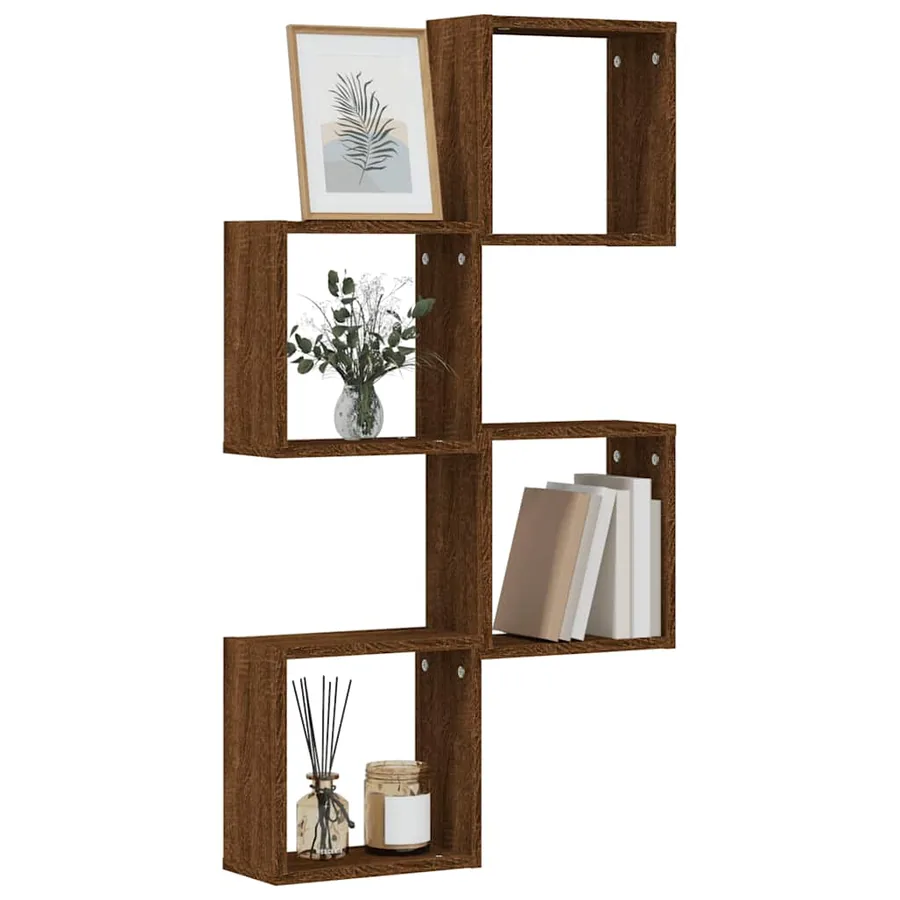 Étagères murales sous forme cube 4 pcs chêne marron 30x15x30cm