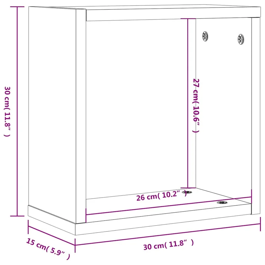 Étagères murales sous forme cube 4 pcs chêne marron 30x15x30cm - 11