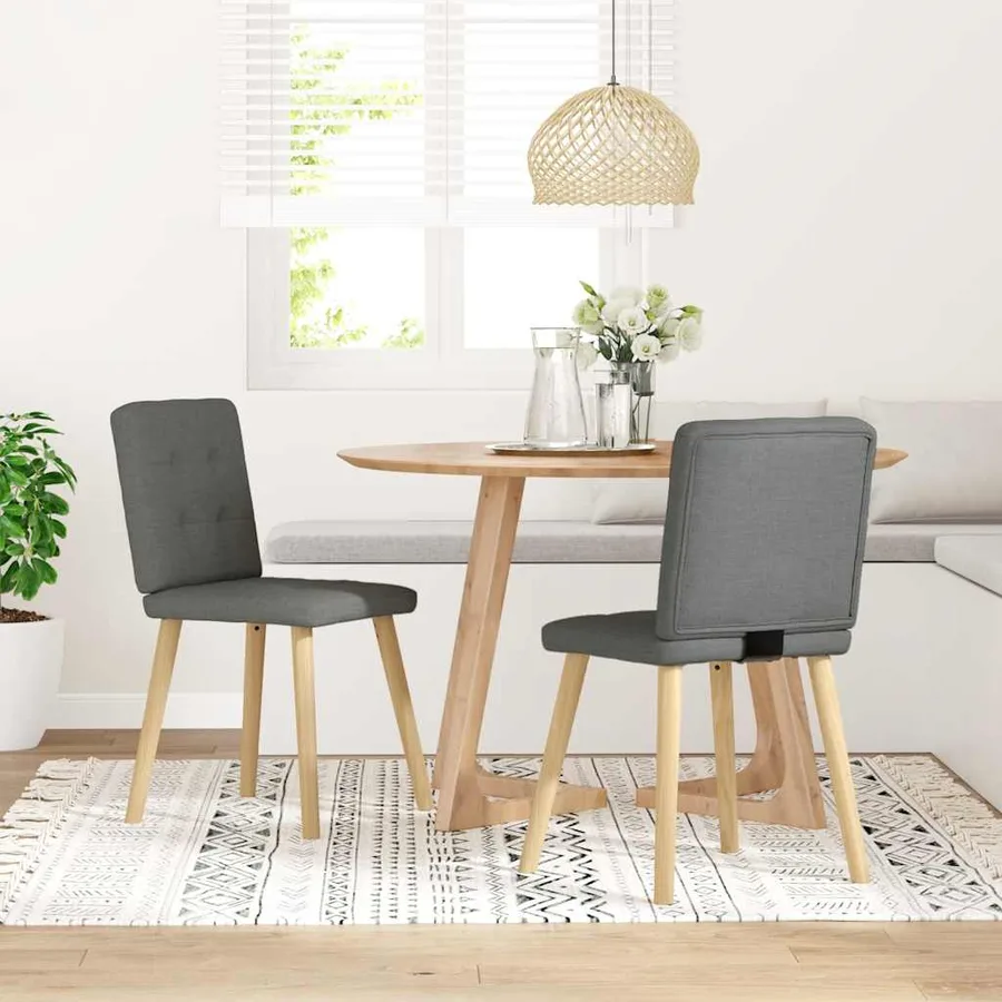 Chaises à manger lot de 2 gris foncé tissu - 2