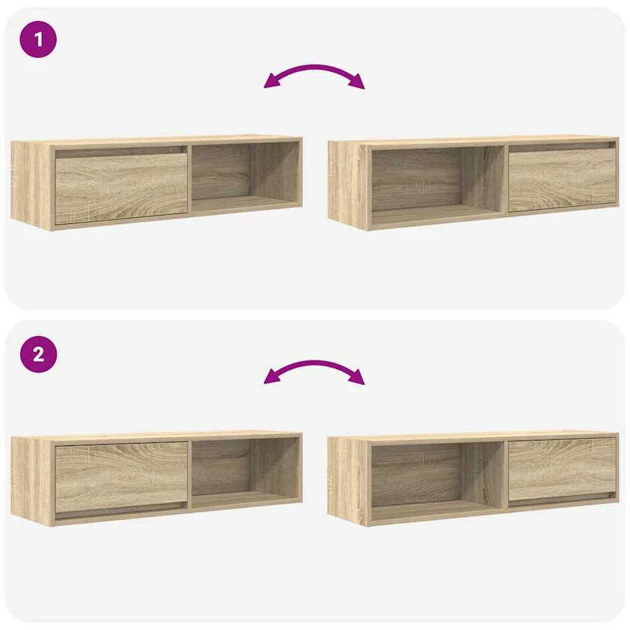 Meuble TV chêne sonoma 100x31x25,5 cm bois d'ingénierie - 9