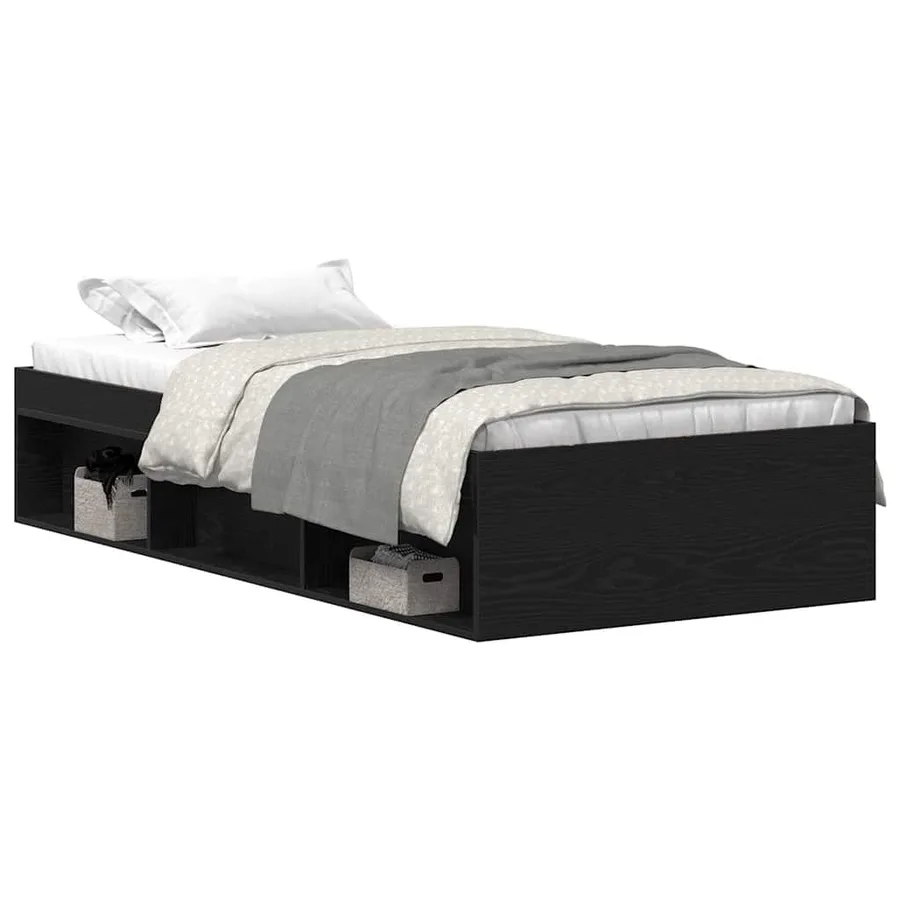 Cadre de lit sans matelas en chêne noir 90x190 cm bois d'ingénierie - 2