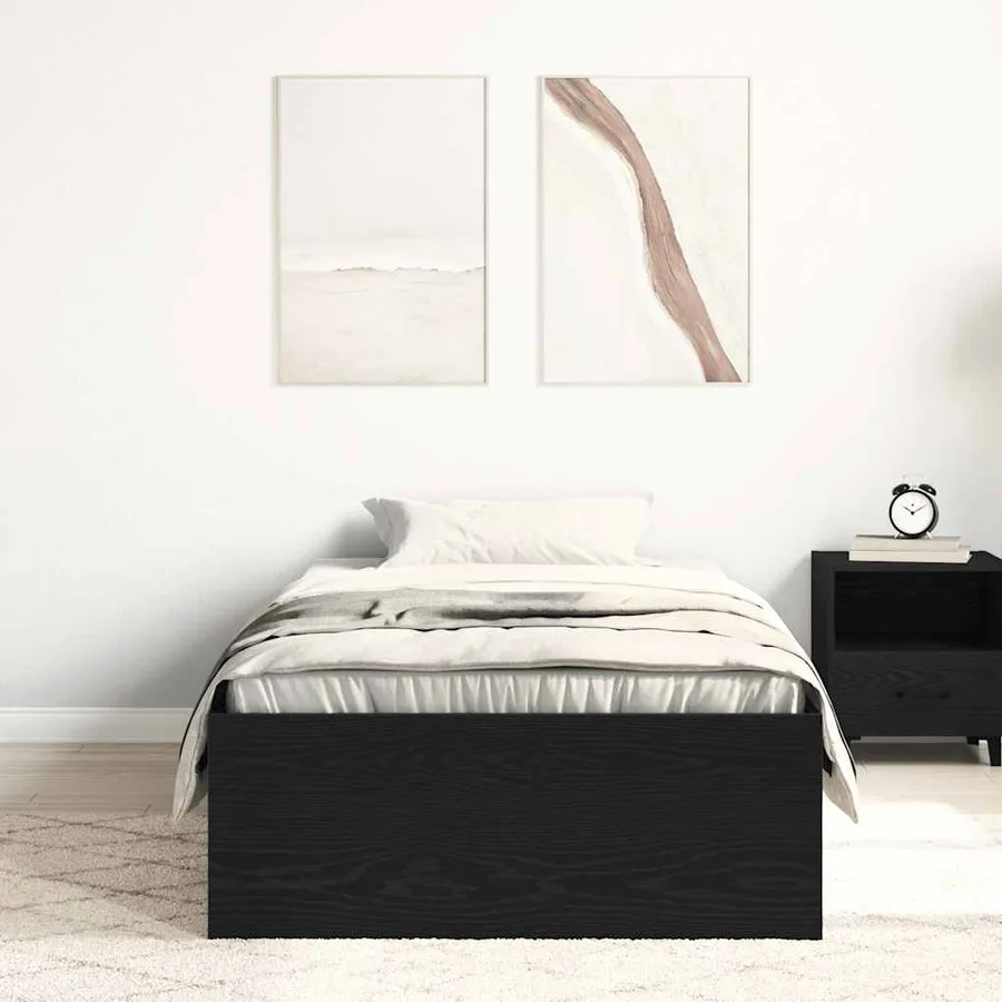 Cadre de lit sans matelas en chêne noir 90x190 cm bois d'ingénierie - 3
