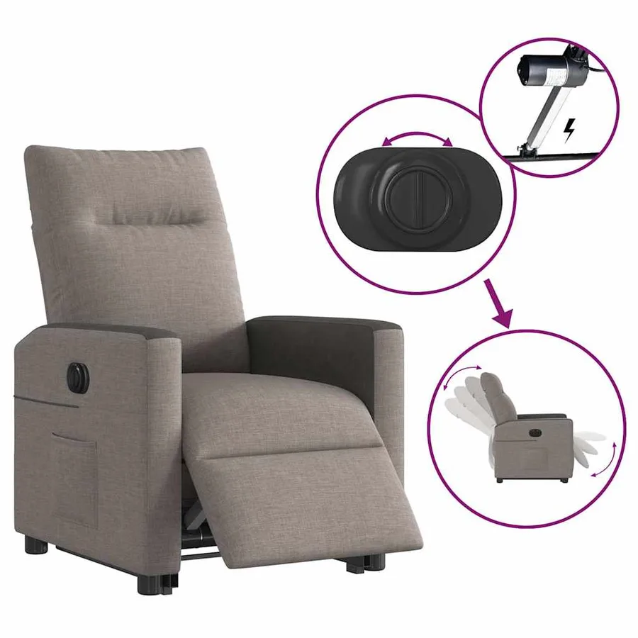 Fauteuil inclinable électrique taupe tissu - 10