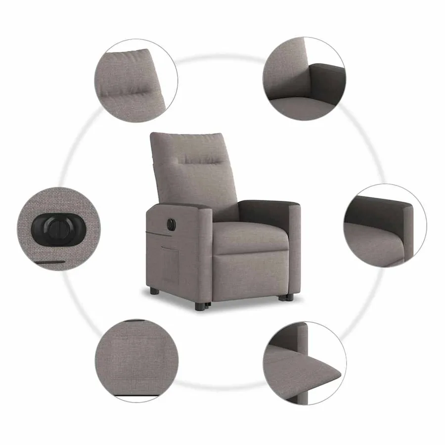 Fauteuil inclinable électrique taupe tissu - 11