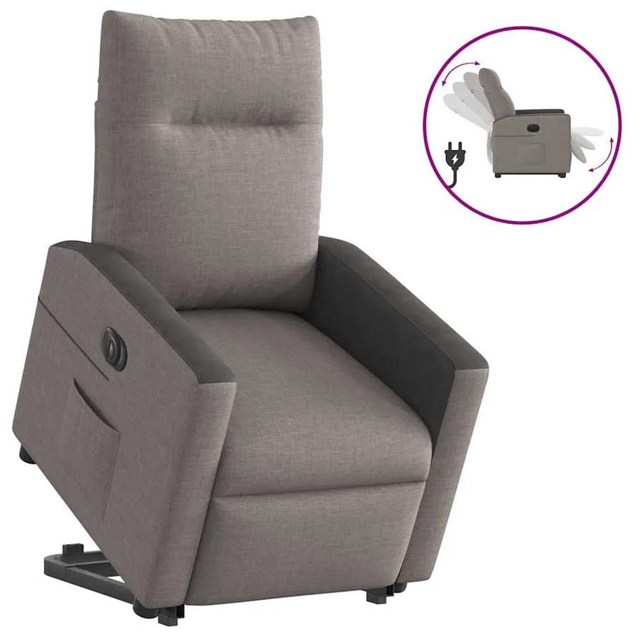 Fauteuil inclinable électrique taupe tissu - 2