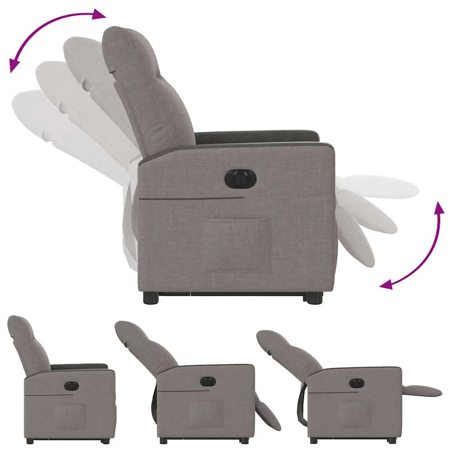 Fauteuil inclinable électrique taupe tissu - 8