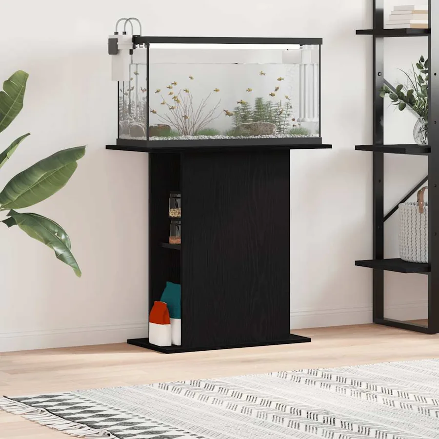 Support d'aquarium Chêne noir 75x36x72,5 cm Bois d'ingénierie