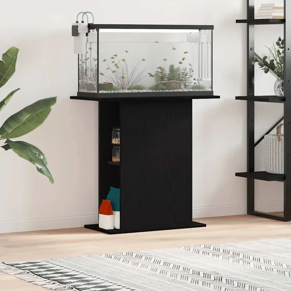 Support d'aquarium Chêne noir 75x36x72,5 cm Bois d'ingénierie