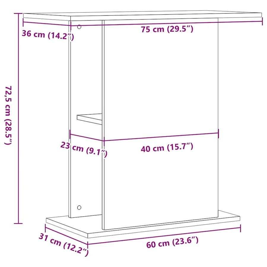 Support d'aquarium Chêne noir 75x36x72,5 cm Bois d'ingénierie - 10