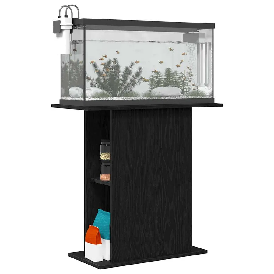 Support d'aquarium Chêne noir 75x36x72,5 cm Bois d'ingénierie - 4