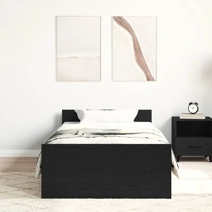 Cadre de lit sans matelas chêne noir 90x190 cm bois ingénierie - 3