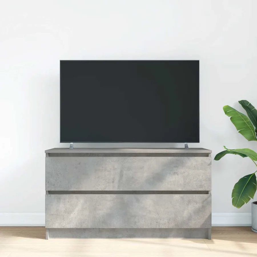 Meuble TV gris béton 100x35x54 cm bois d'ingénierie - 3
