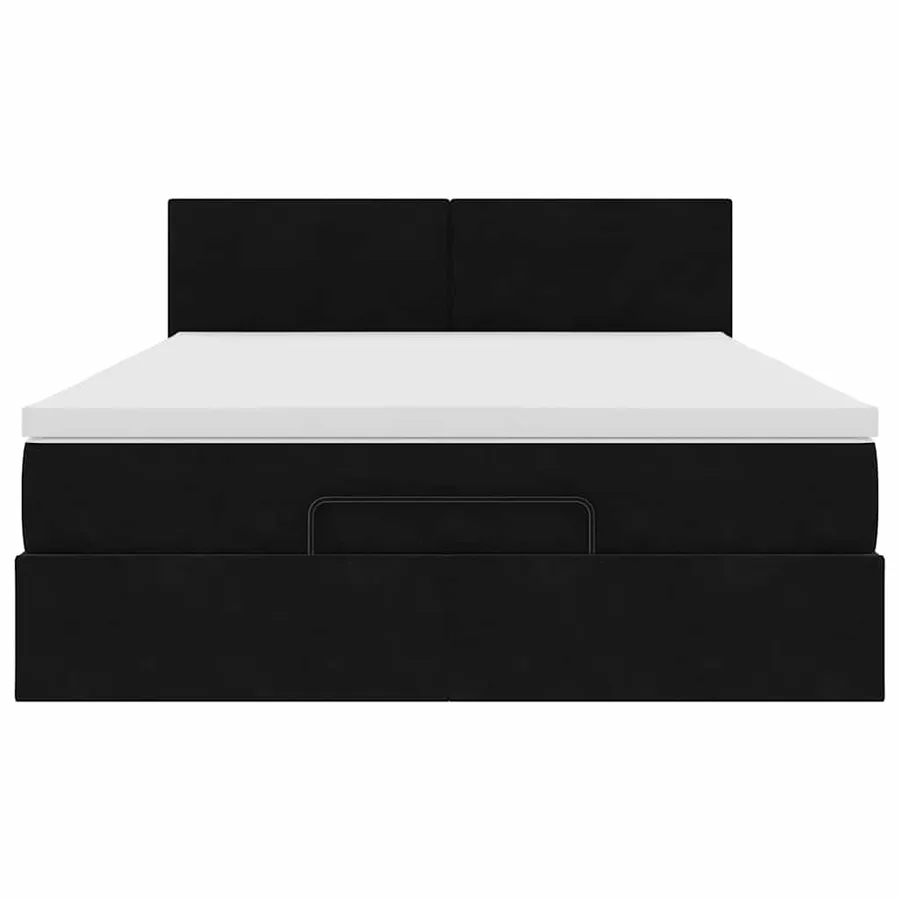 Cadre de lit ottoman avec matelas noir 140x190 cm velours - 7