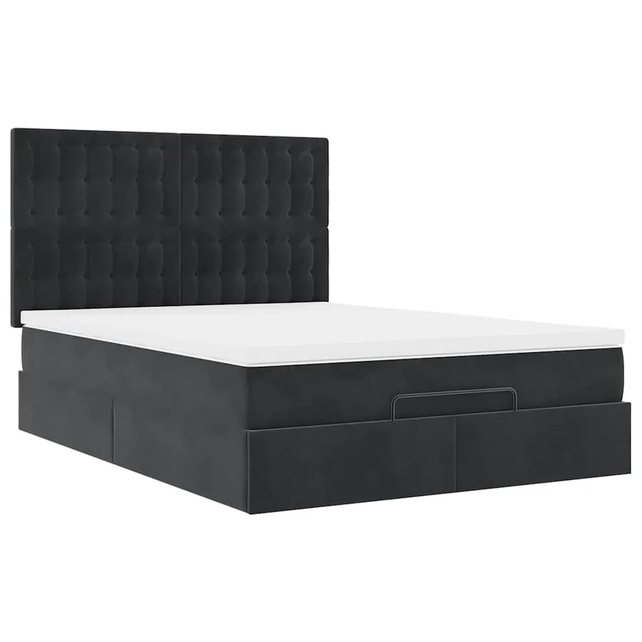 Cadre de lit ottoman avec matelas noir 140x190 cm velours - 6