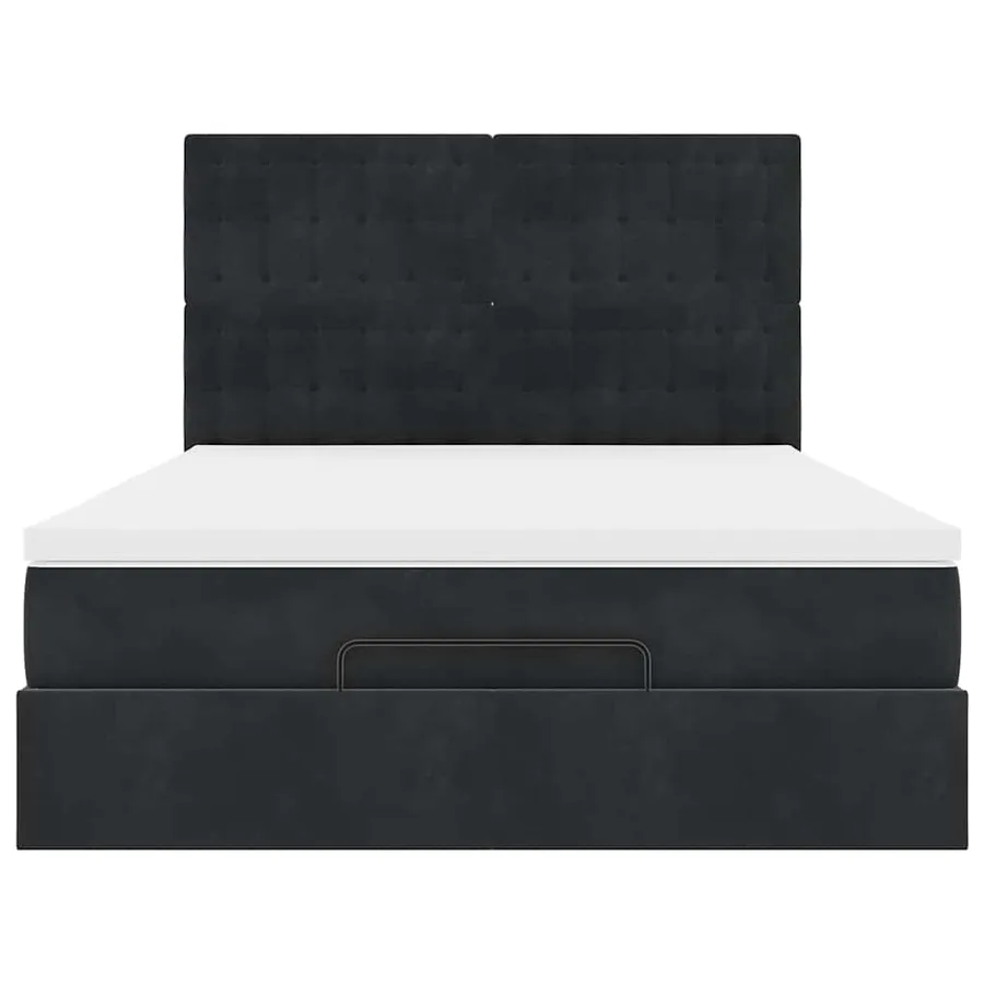 Cadre de lit ottoman avec matelas noir 140x190 cm velours - 7