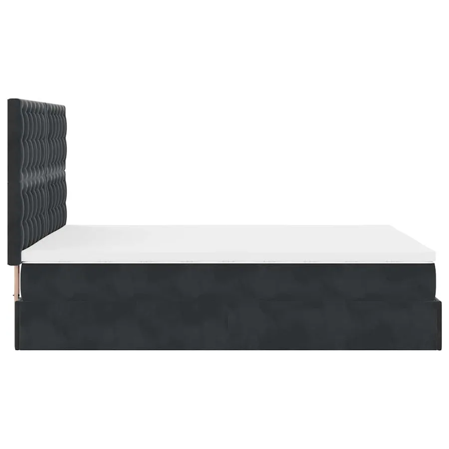 Cadre de lit ottoman avec matelas noir 140x190 cm velours - 8