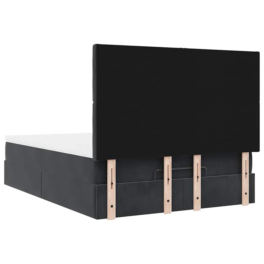 Cadre de lit ottoman avec matelas noir 140x190 cm velours - 9
