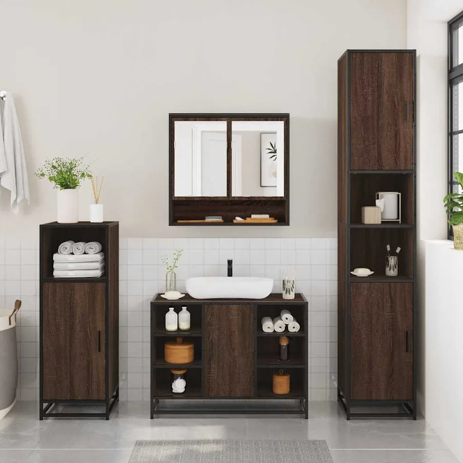 Ensemble de meubles de salle de bain 2 pcs Chêne marron - 3