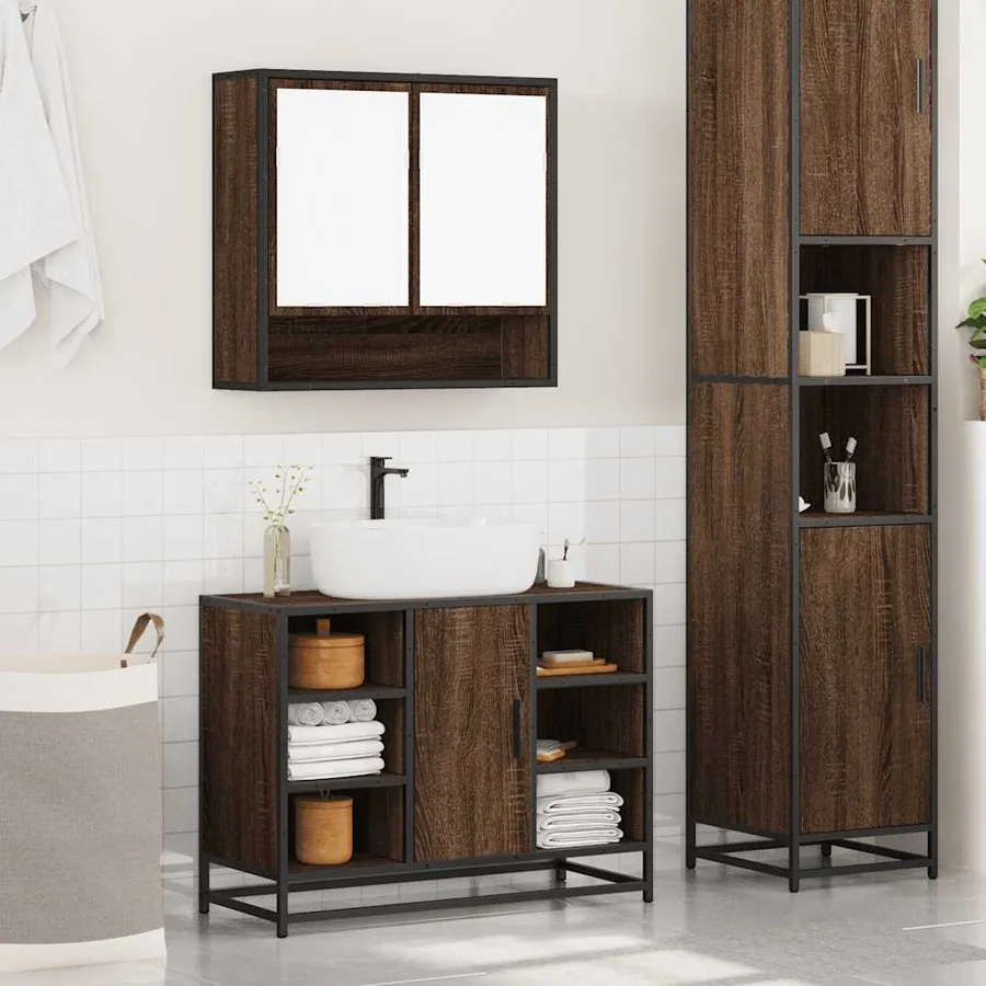 Ensemble de meubles de salle de bain 2 pcs Chêne marron - 4