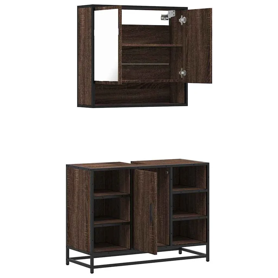 Ensemble de meubles de salle de bain 2 pcs Chêne marron - 6
