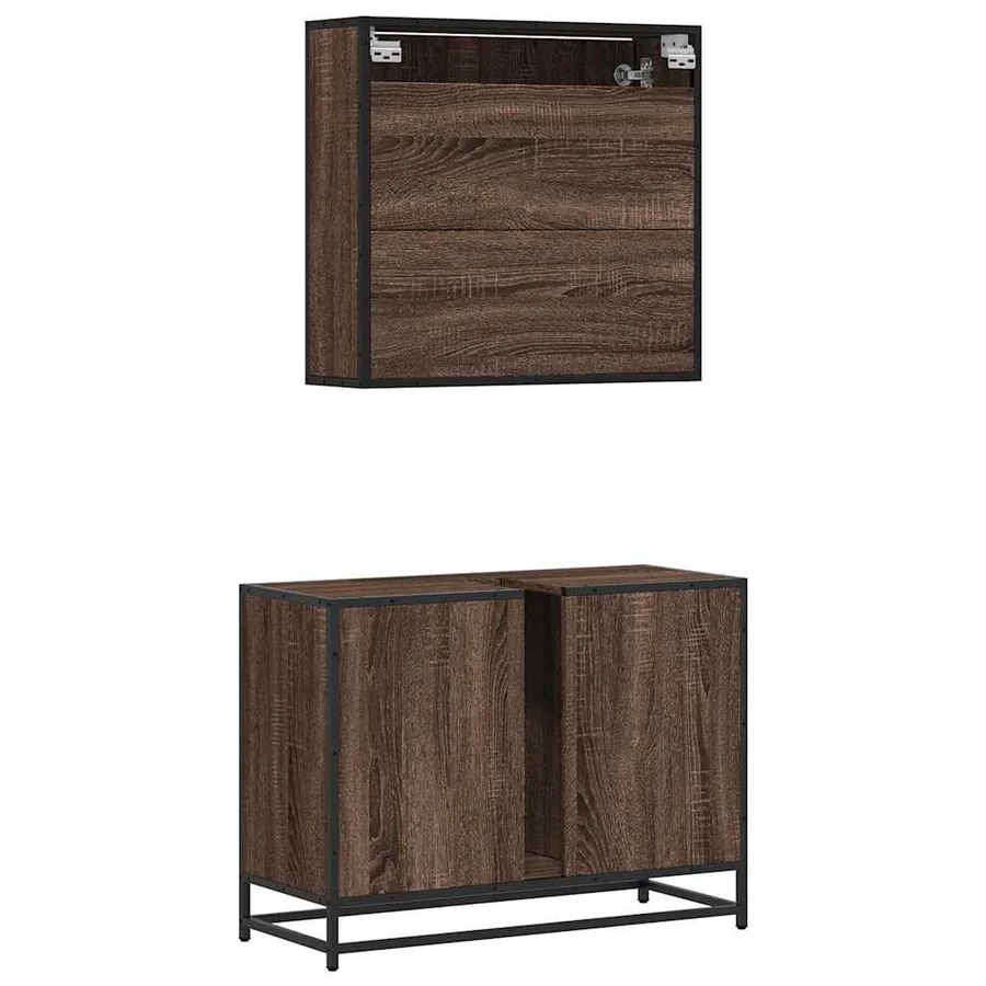 Ensemble de meubles de salle de bain 2 pcs Chêne marron - 8