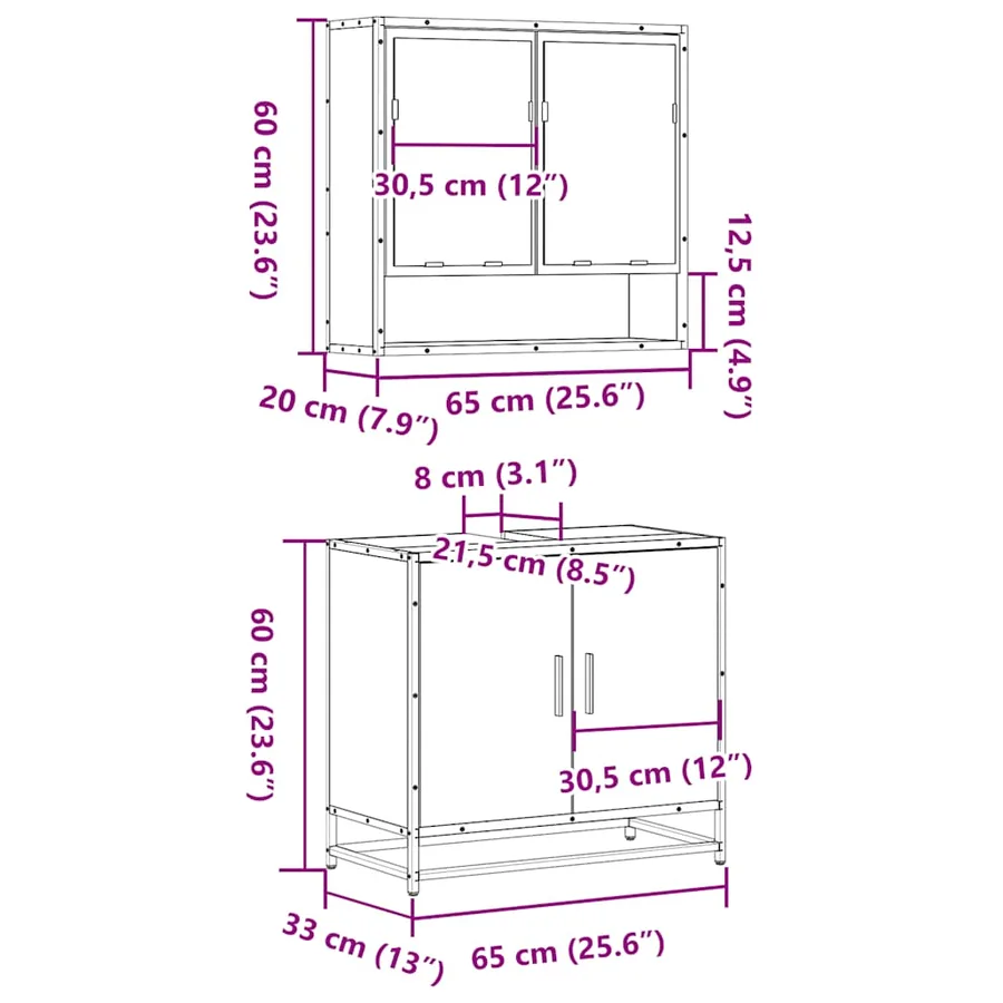 Ensemble de meubles de salle de bain 2 pcs Chêne marron - 11