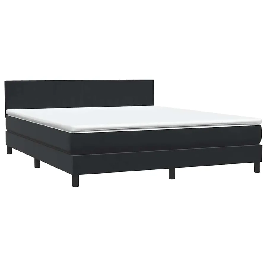Sommier à lattes de lit avec matelas et LED noir 180x210 cm velours - 5