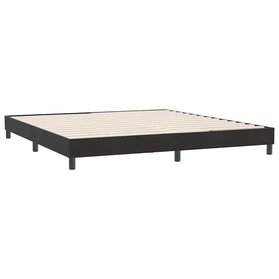 Sommier à lattes de lit avec matelas et LED noir 180x210 cm velours - 6