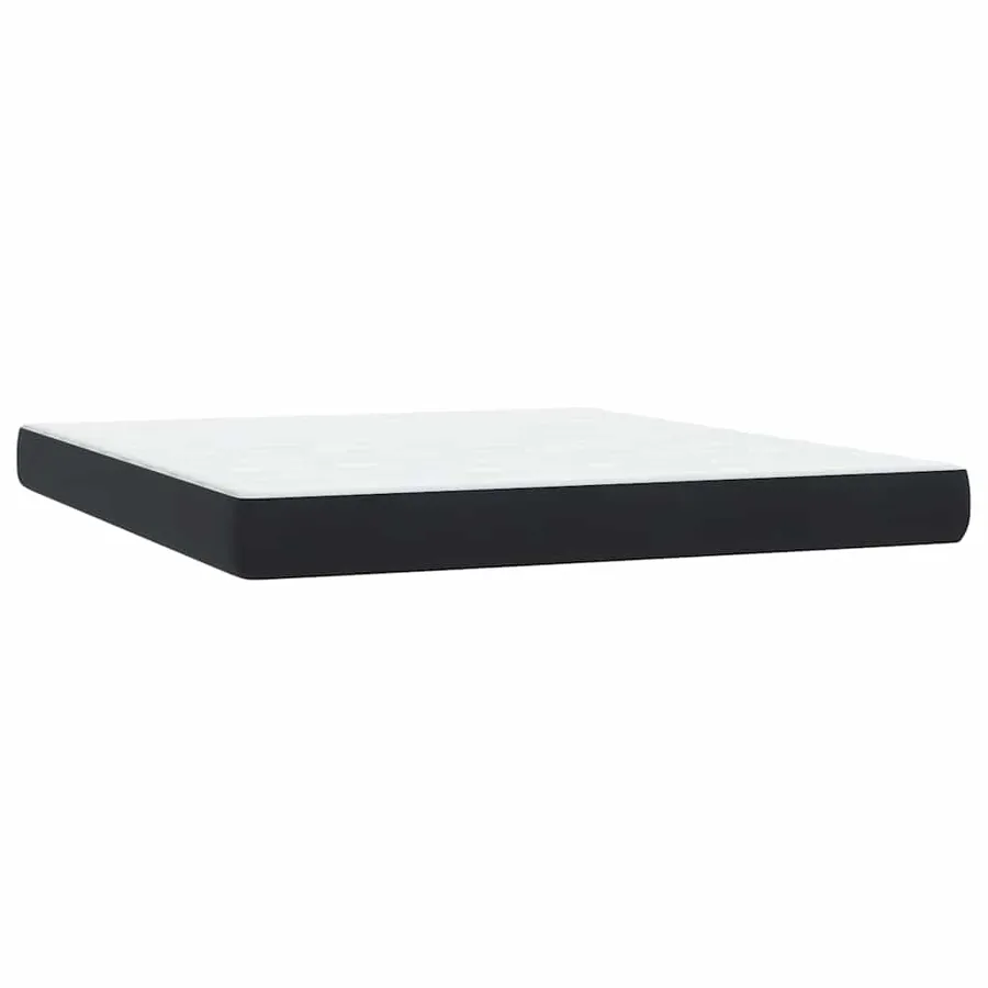 Sommier à lattes de lit avec matelas et LED noir 180x210 cm velours - 8