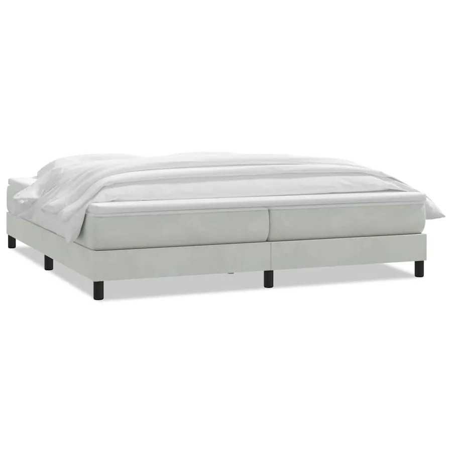Sommier à lattes de lit et matelas gris clair 200x210cm velours - 2